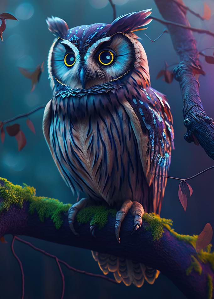 Blue Owl cute fantasy