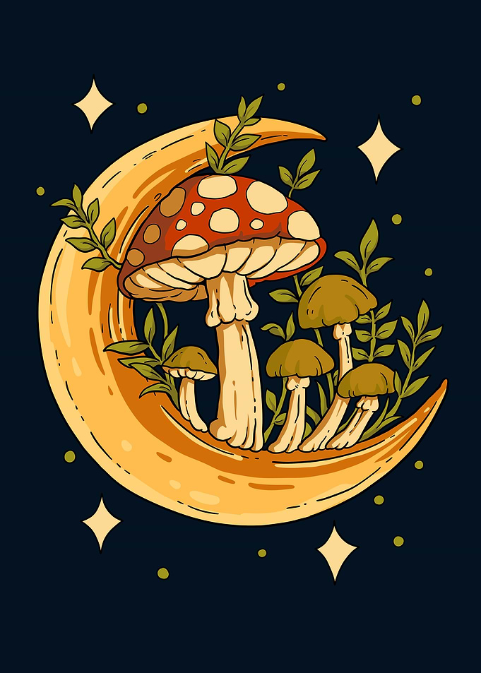 Cottagecore Moon Mushroom