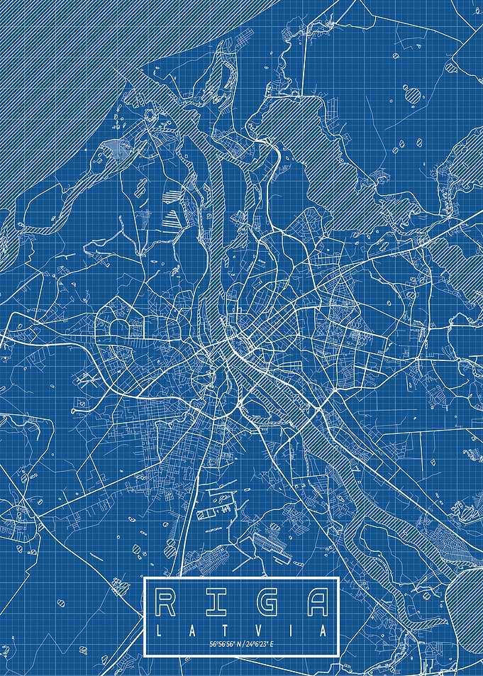 Riga City Map Blueprint