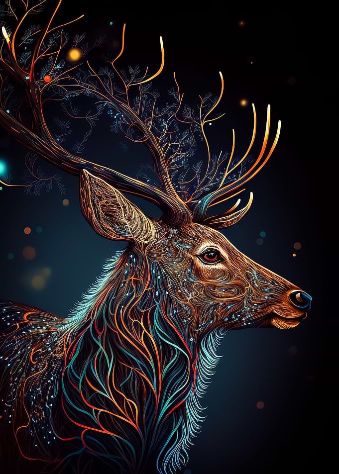 color deer in the night