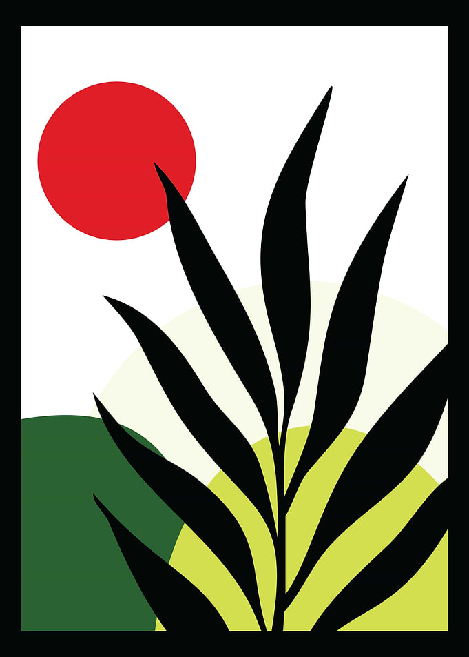 VASE OF TROPICAL PLANT