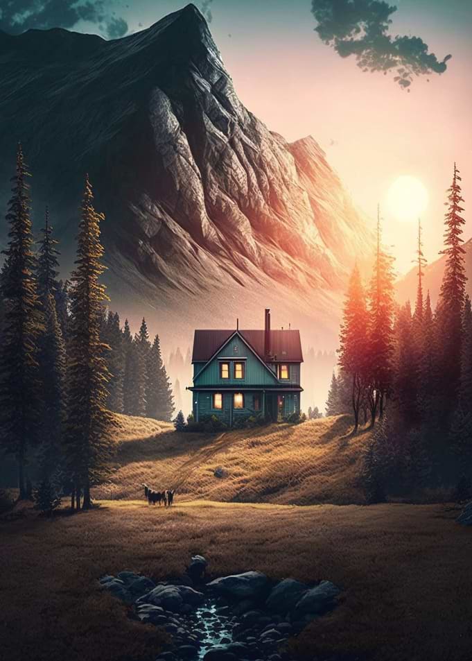 Isolated house in mountain
