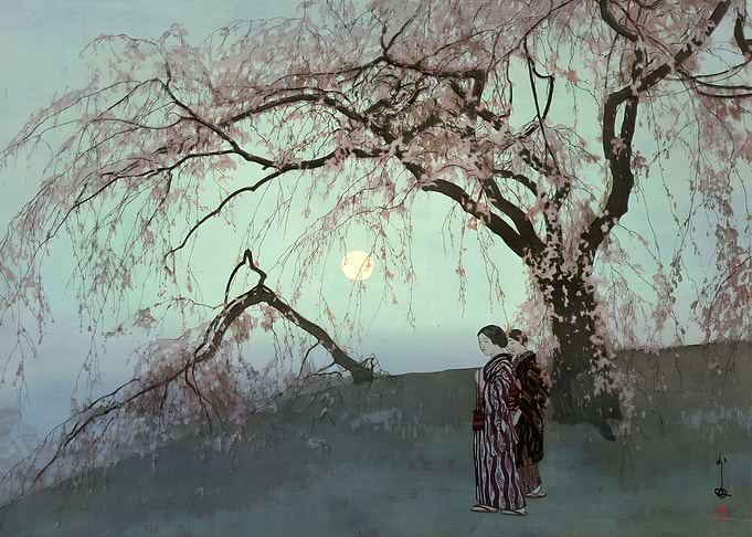 Ukiyo e Kumoi Cherry Trees
