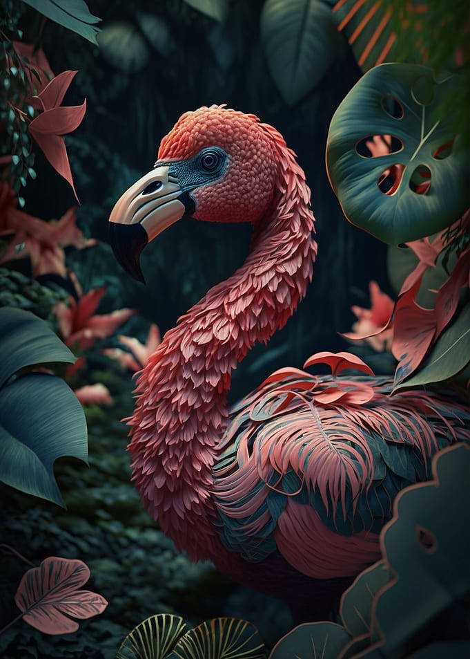 Flamingo in jungle style 3