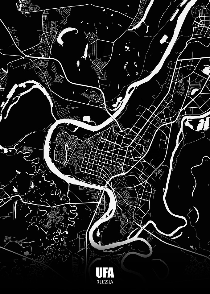 Ufa Russia Dark Map