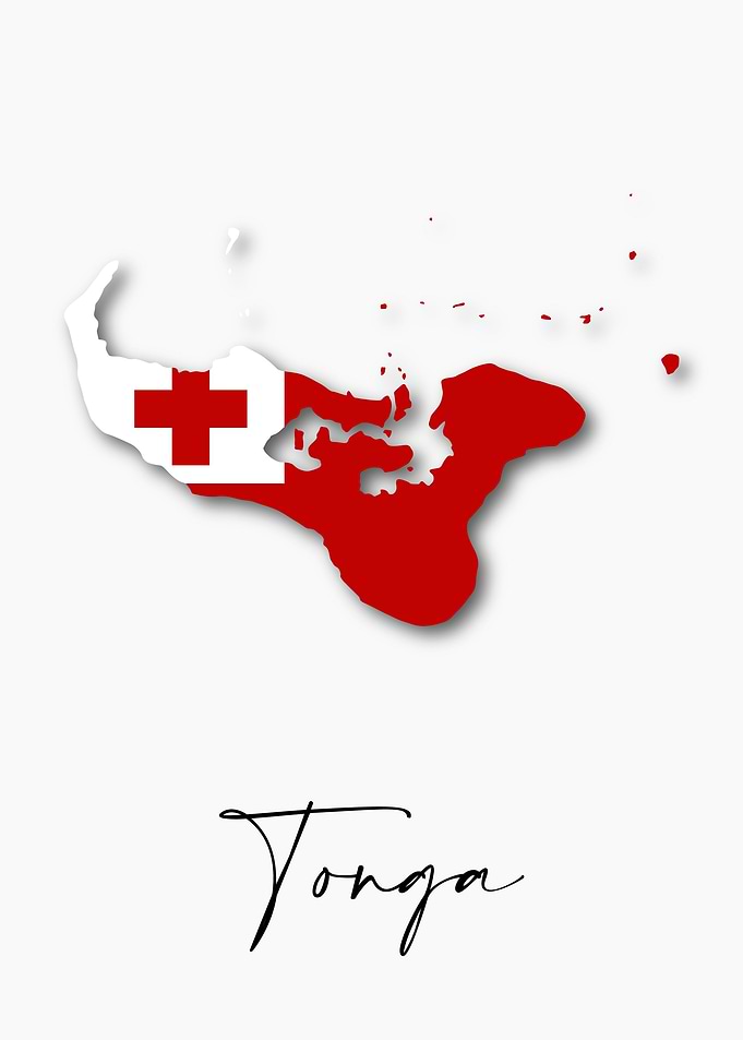 Tonga Country Map Flag