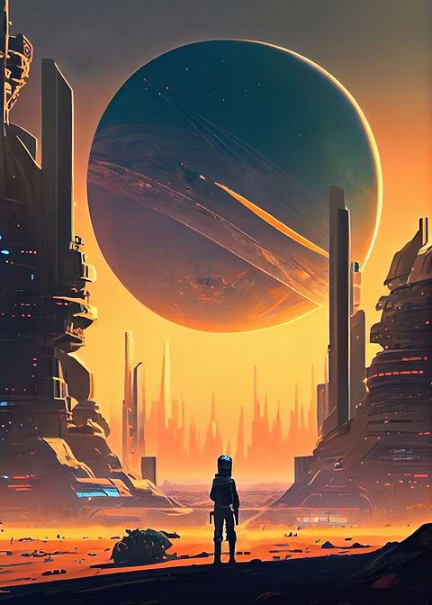 Cosmic Metropolis — metal poster wall art