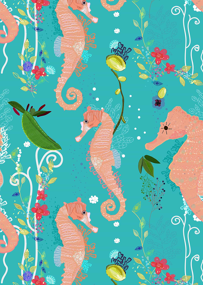 Seahorse and sea plants