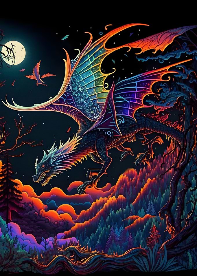 flying dragon neon