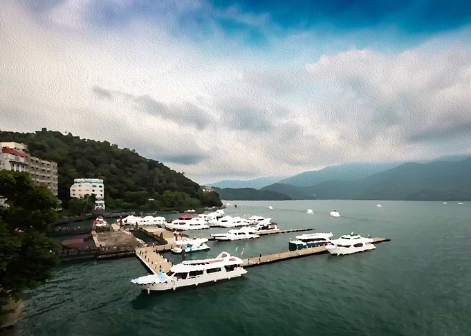 Oil Painting Sun Moon Lake
