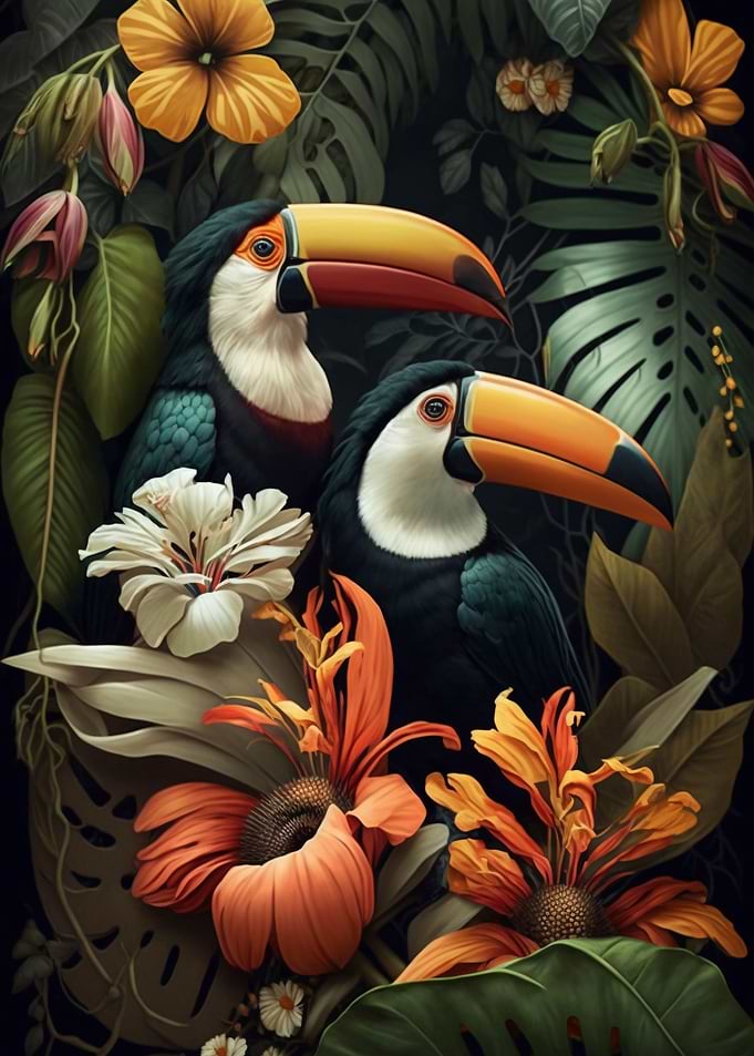 Toucan in jungle style