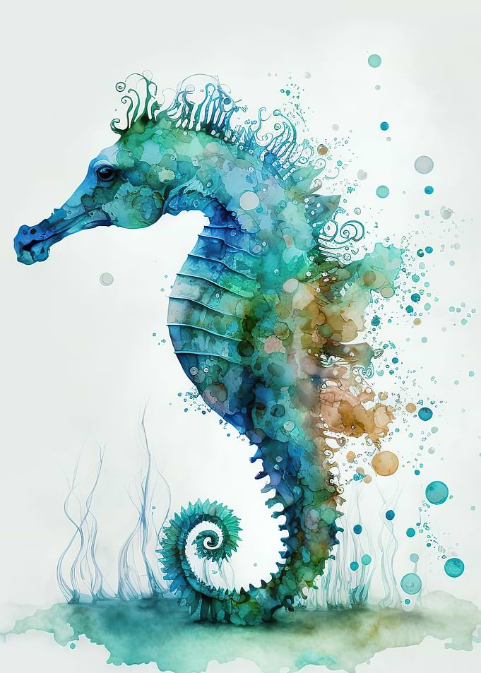 Watercolor seahorse