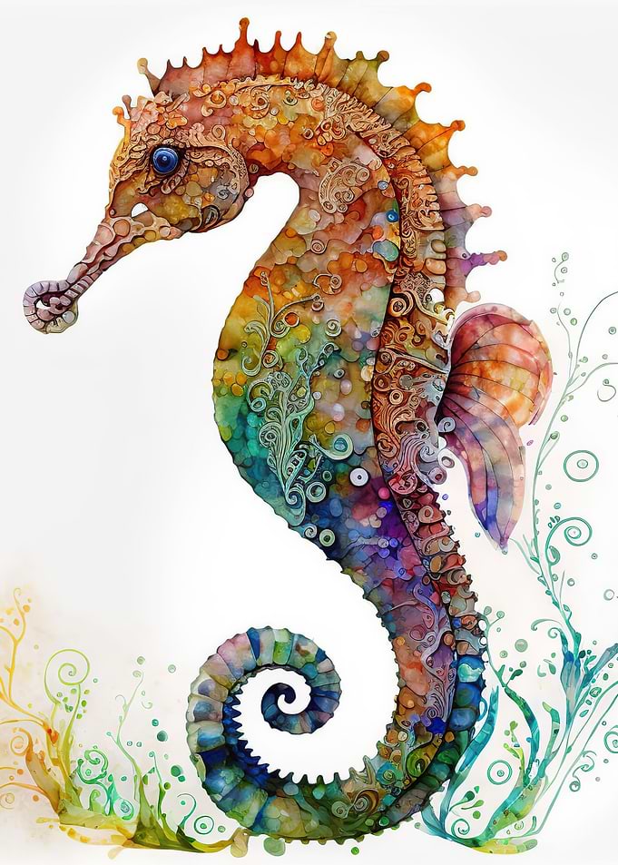 Watercolor seahorse