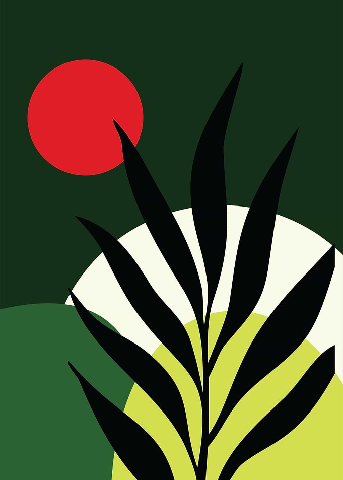 VASE OF TROPICAL PLANT