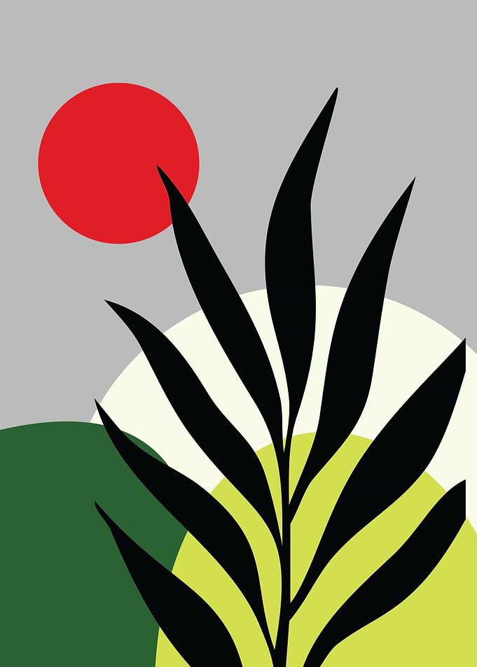 VASE OF TROPICAL PLANT