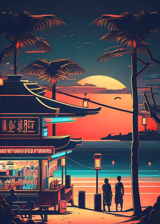 Neon Fantasy Sunset Kiosk