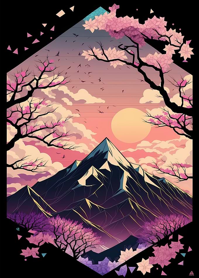 Japan Geometric Neon Art