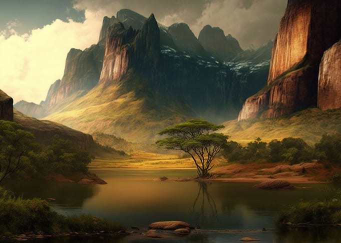 Lake with Mountains