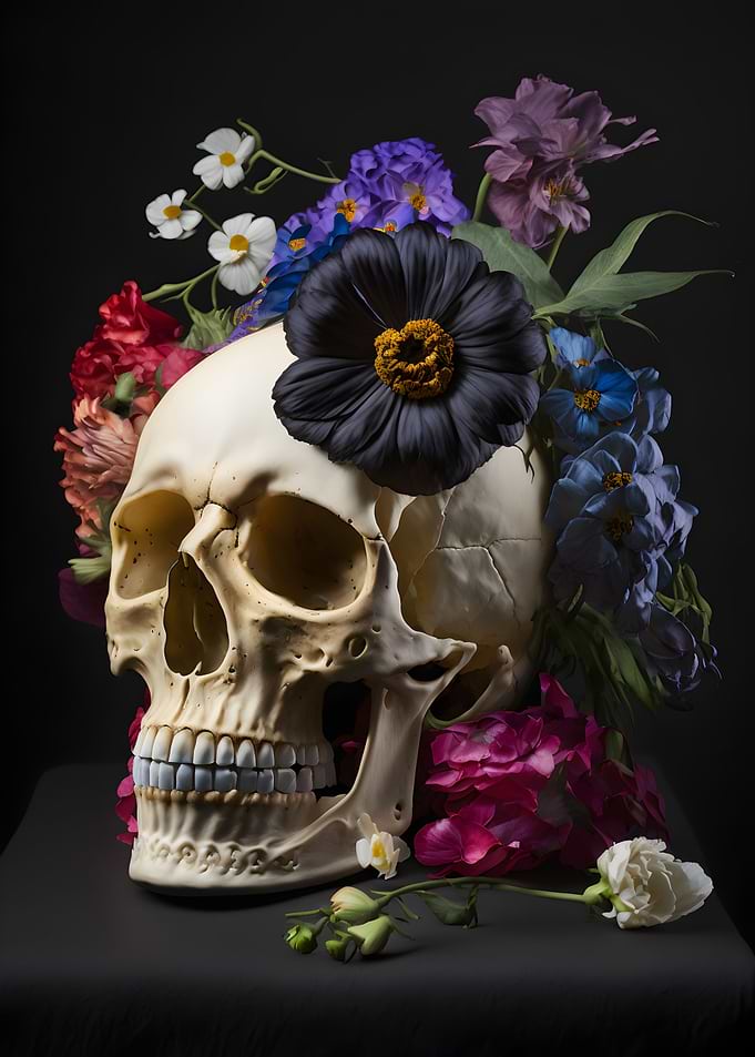 Skull and Flowers