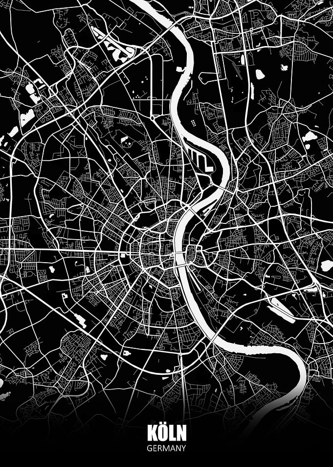 Koln Germany Dark Map