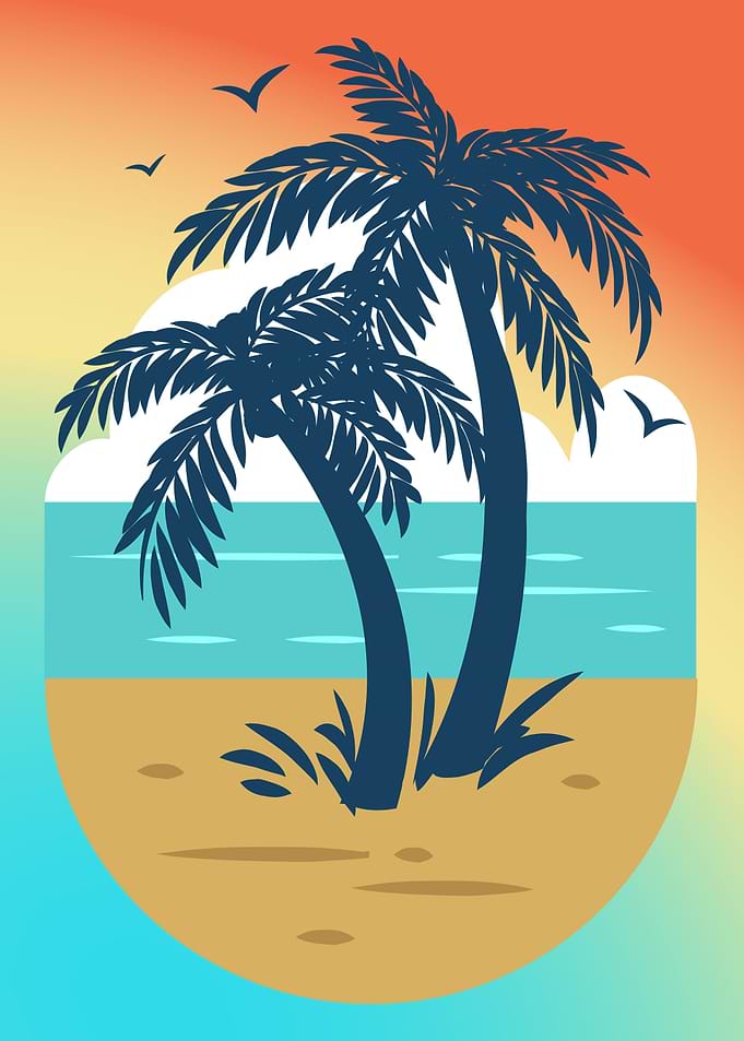 Palm Tree Sunset Beach