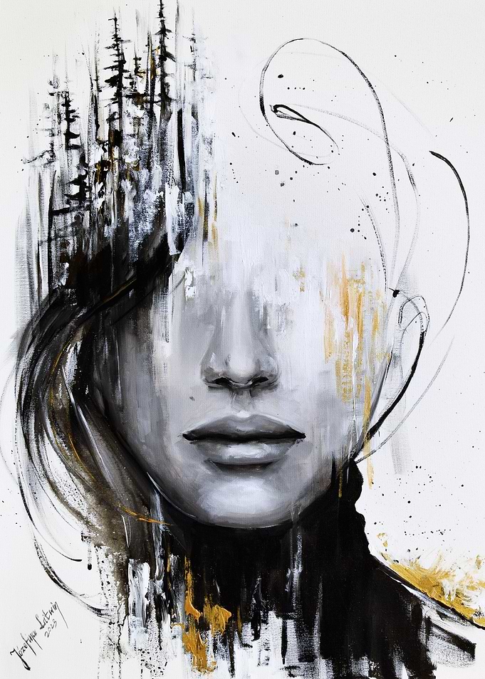 Abstract artwork bnw+ gold