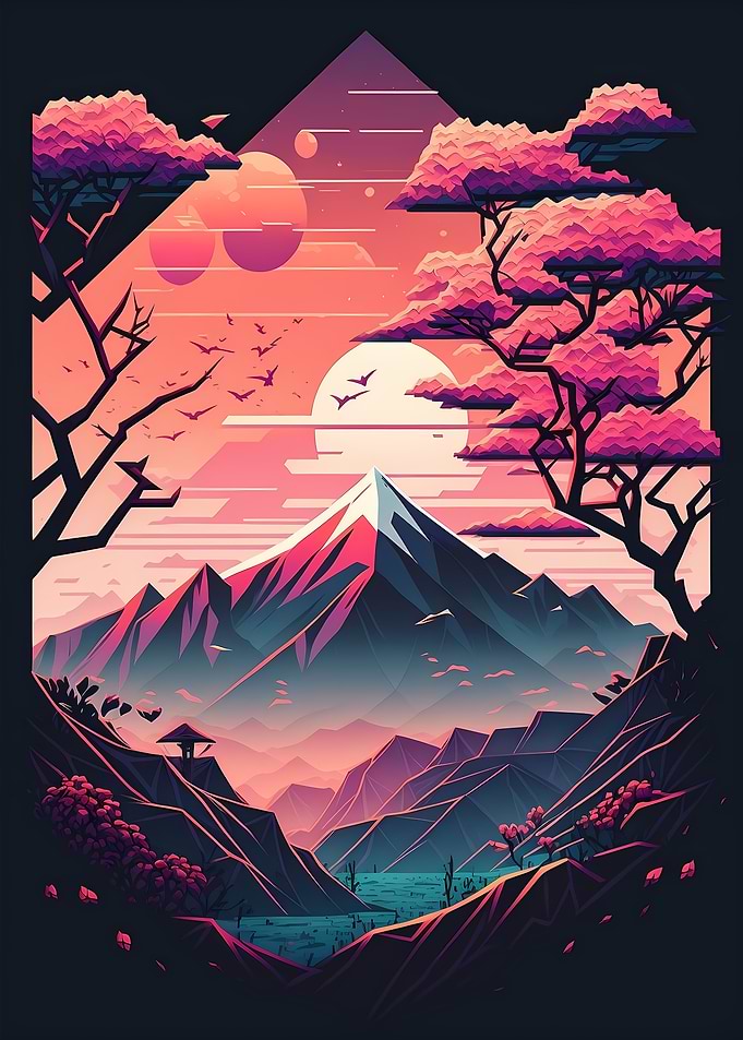 Japan Geometric Neon Art