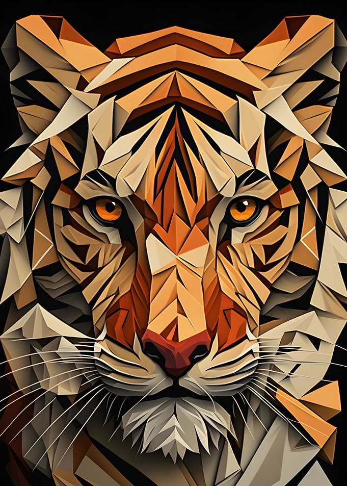 Roaring Style Tiger Cubism