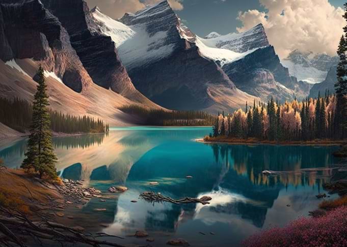 Lake with Mountains