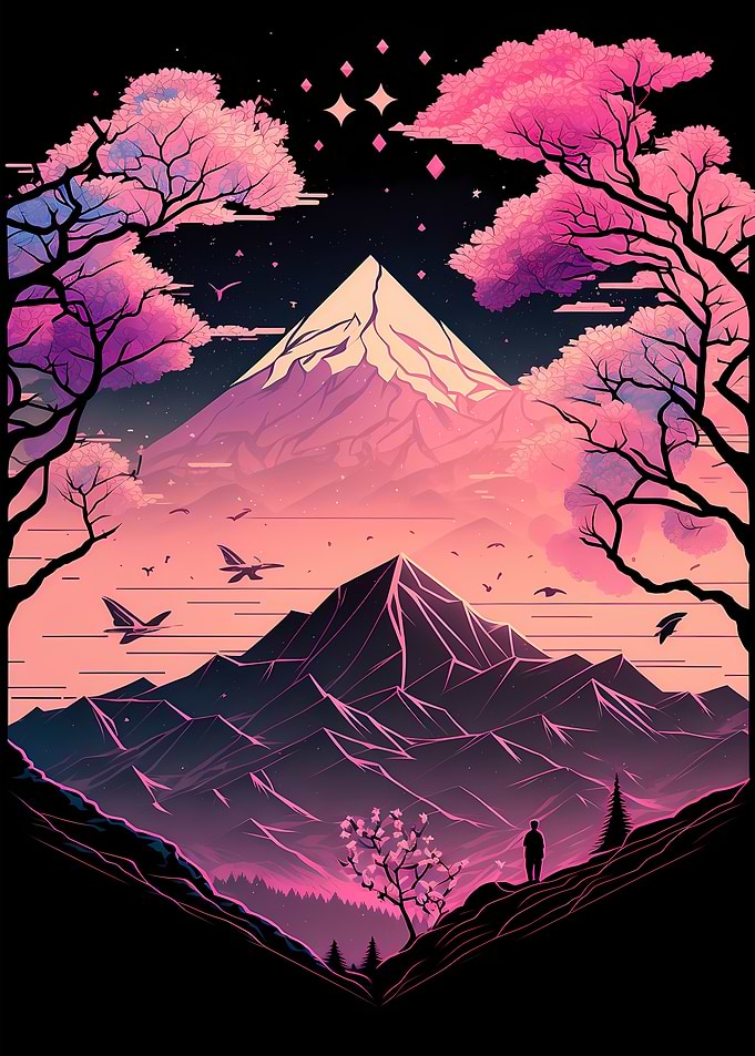 Japan Geometric Neon Art