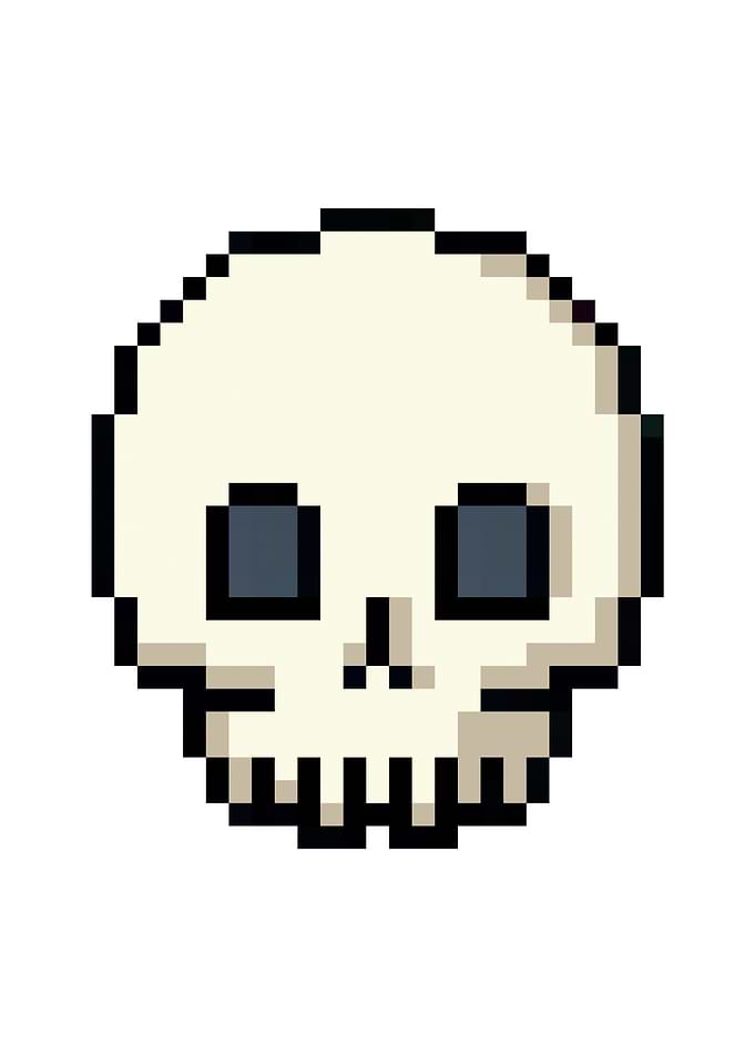 Pixel art skull cute simpl
