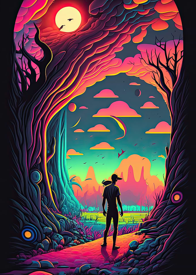 Man In Cave AI Art