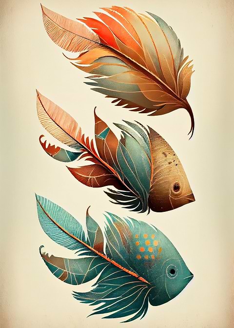 Feathered Fins — living room metal wall art