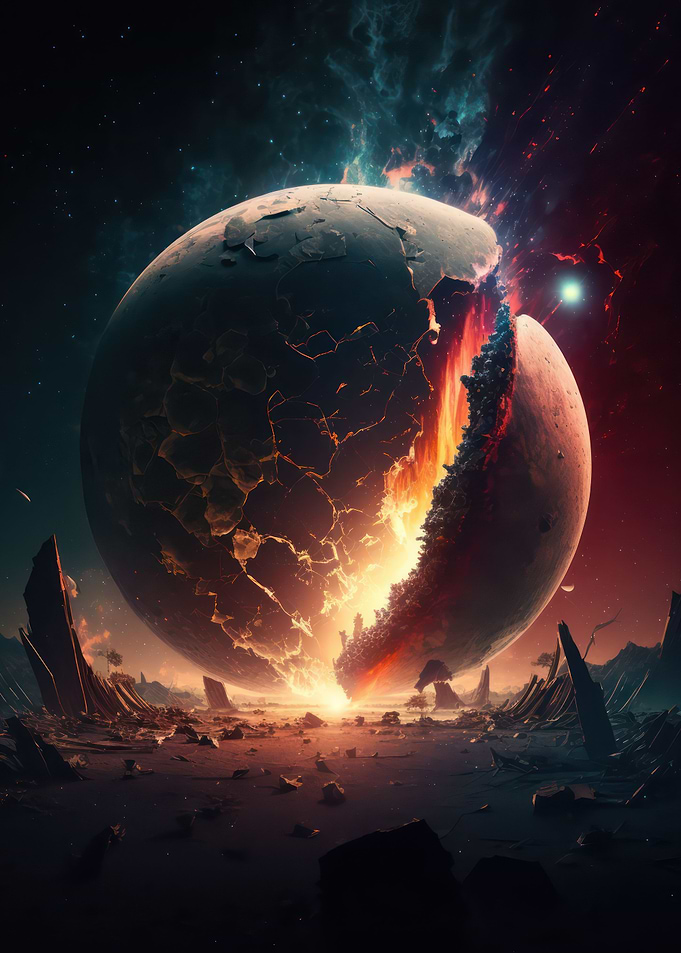 destroyed planet in space