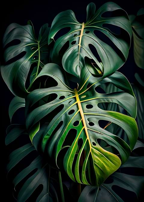 Green Majesty — monstera botanical metal print