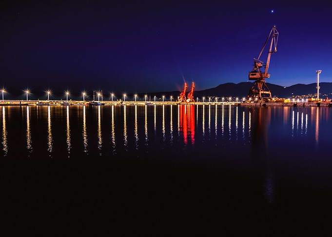 HARBOR OF RIJEKA BY NIGHT