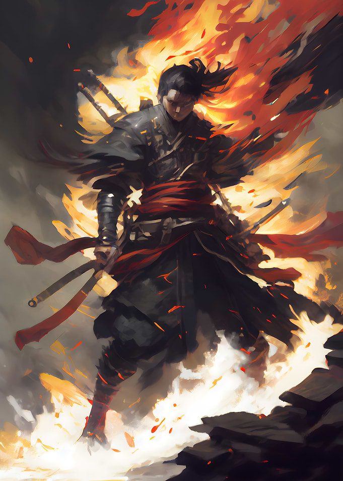 Ninja Emerging From Flames