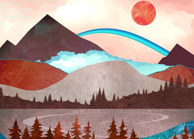 Blue Rainbow Landscape