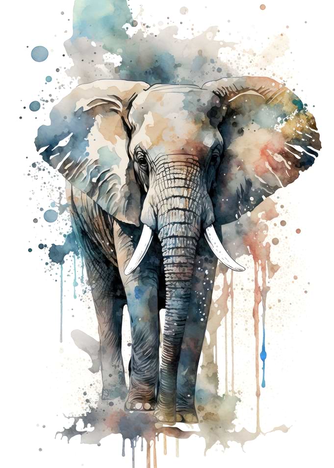 Elephant in watercolor