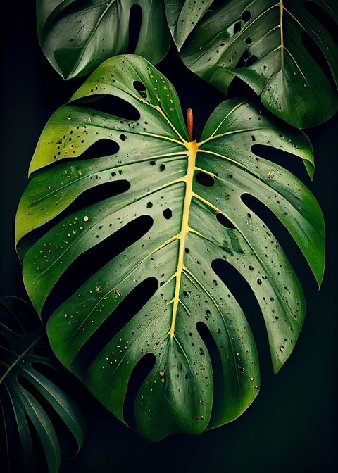 Tropical Elegance — monstera botanical metal print