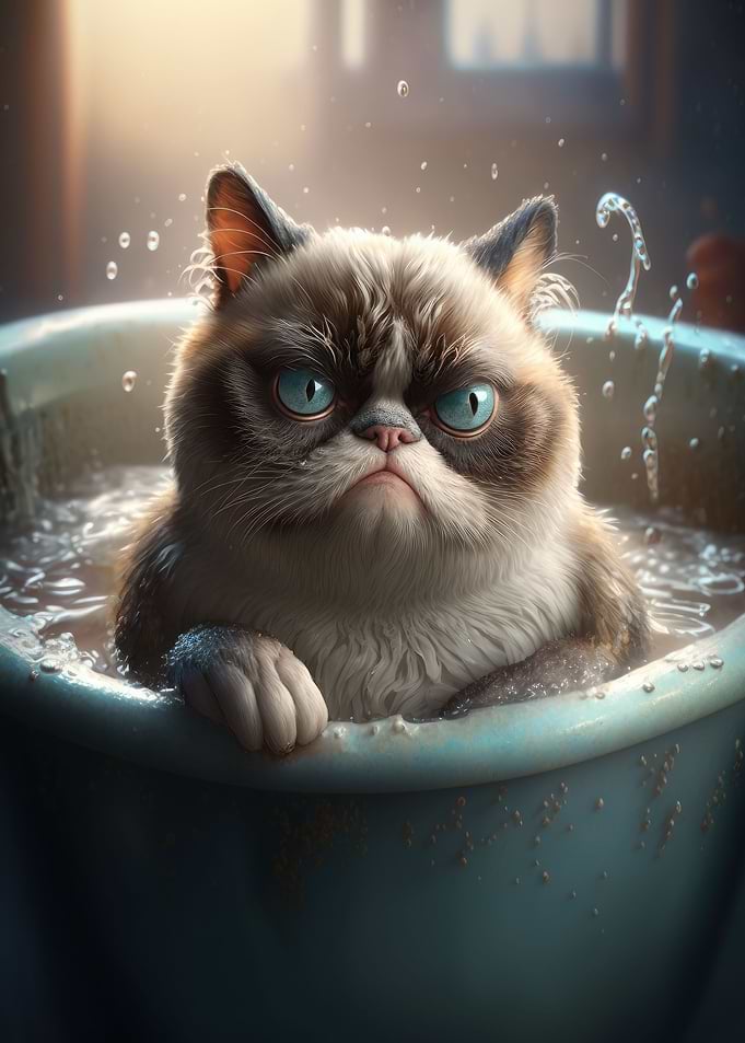 Grumpy Cat Meme Bathtub