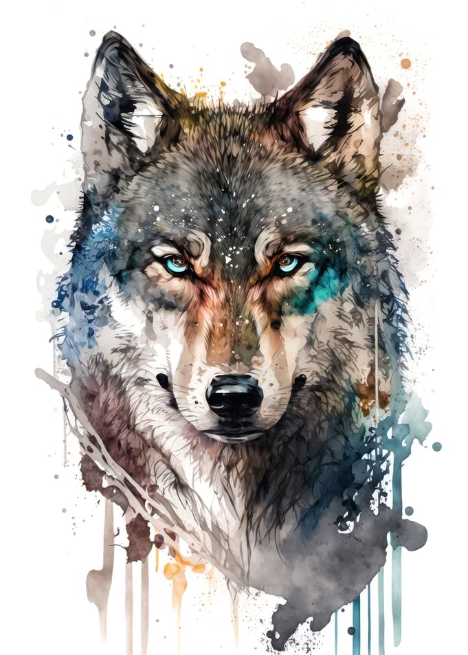 Wolf in watercolor