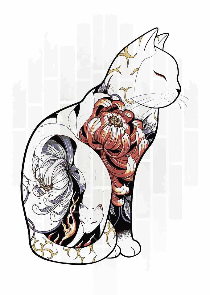 Kitsune Cat Tattoo