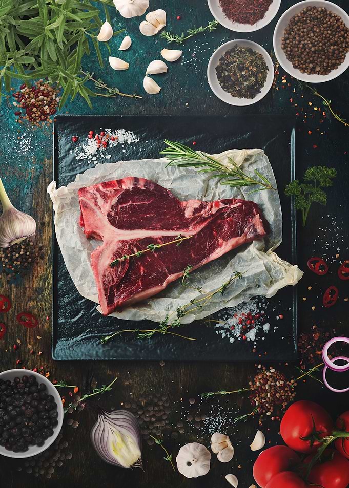 Raw meat in preparation