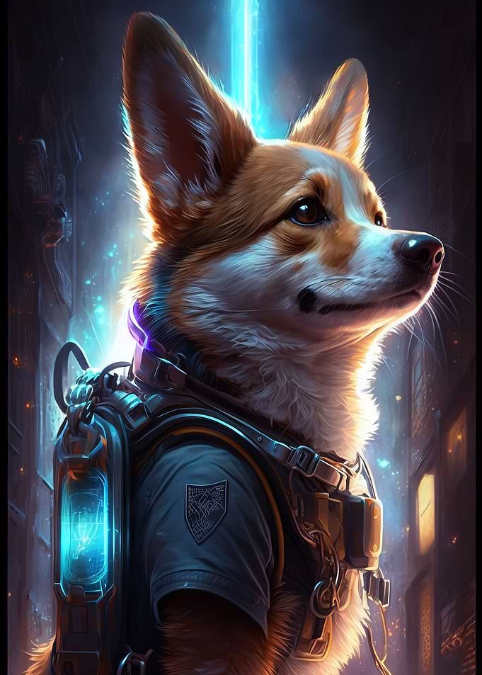 Cyberpunk Corgi Dog 2