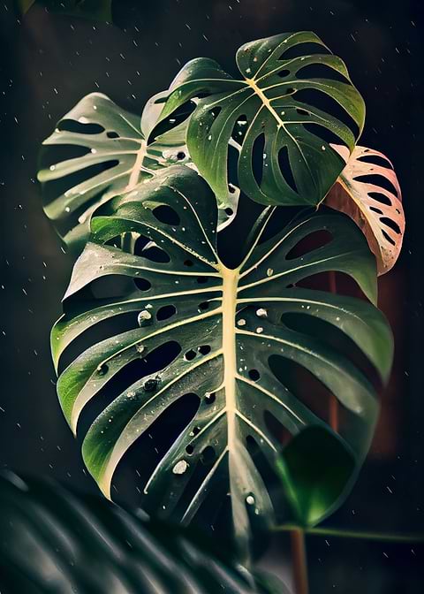 Jungle Oasis — monstera botanical metal print
