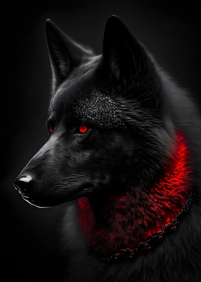 Black wild angry wolf