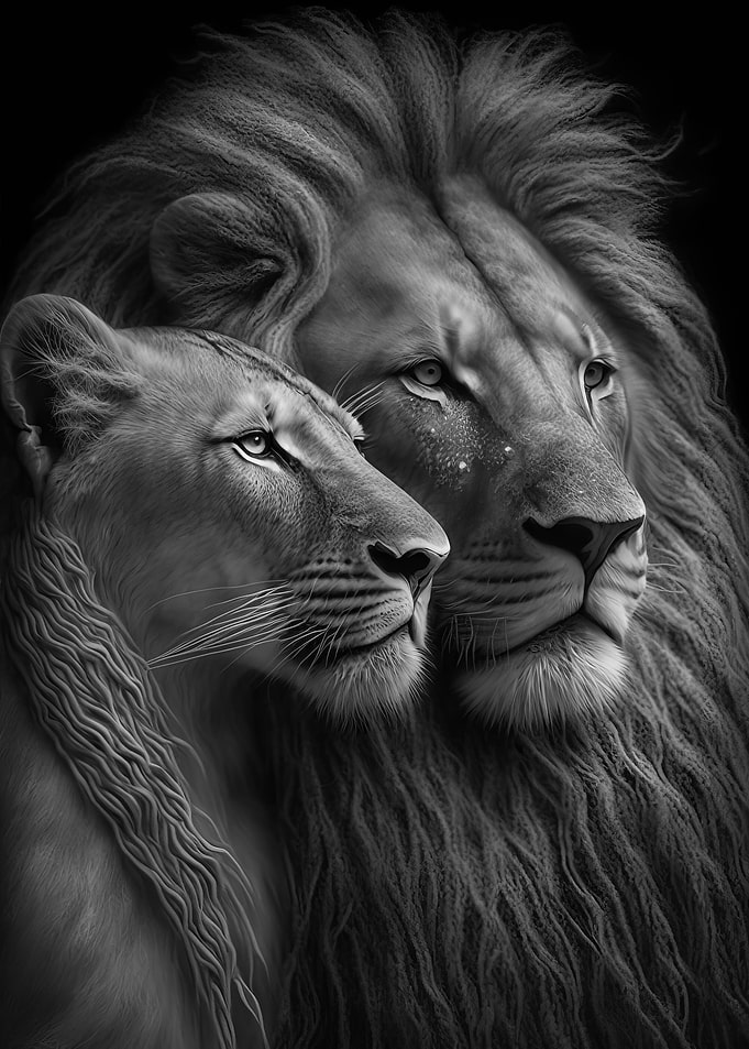 Lion Lioness Romantic Love