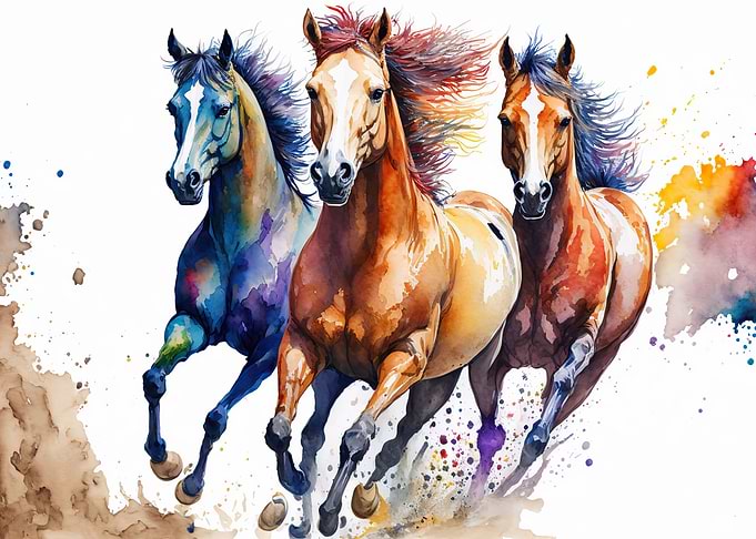 Watercolor Horse Running