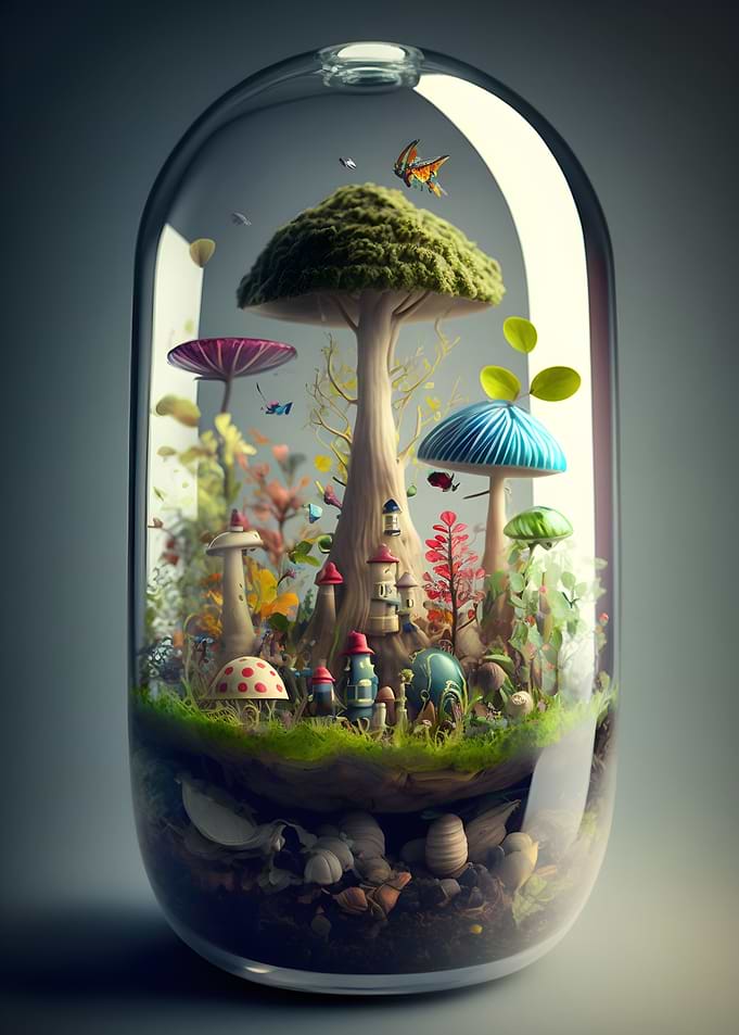 Mushrooms in Bottle